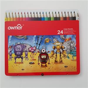 مدادرنگی 24 رنگ اونر owner جعبه فلزی طرح موجودات فضایی