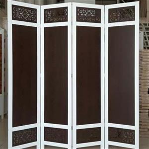 پاراوان پارتیشن چهارلنگه سبک و قابل حمل رنگ تیره از جنس MDF