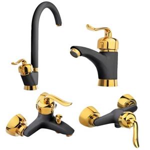 ست شیرآلات مشکی طلایی مدل رویال استاندارد