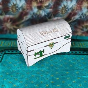 جعبه نخ و سوزن مدل صندوقچه نگین همراه با لوازم کامل