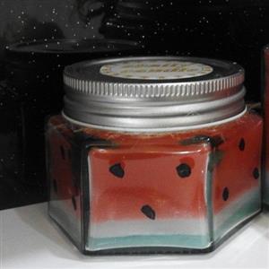 شمع جار شش ضلعی کوچک هندوانه معطر ویژه شب یلدا