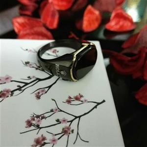 انگشتر مردانه  استیل رولکس کامل مشکی با سنگ اونیکس از شانی گالری