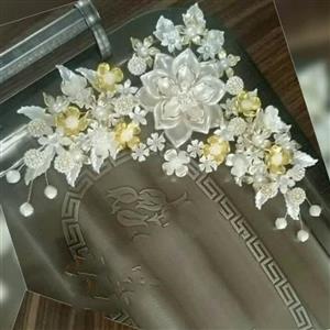 گل کریستالی تزیین سینی پذیرایی (مگنت)، رنگ صدفی_لب طلایی.
