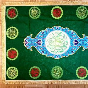 سفره صلوات مخمل سبز با اسامی چهارده معصوم
