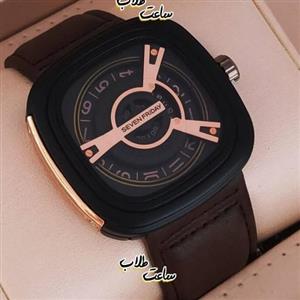 ساعتمچی مردانه و پسرانه طرح سون فرایدی بند چرم نمایش کنتوری قاب مربع sevsn friday
