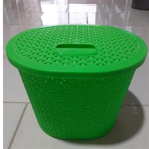 سبد لباس واسباب بازی پلاستیکی گل آذین درب دار برند معتبر ناصر پلاستیک