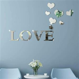 آینه دکوراتیو طرح لاو سایز بزرگ براق نشکن رنگ ثابت