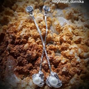 گوشواره نقره آویز جواهر