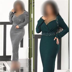 لباس ماکسی مجلسی جدید پوشیده حریر اکلیلی سایزبزرگ 36 تا 50 فرمالیته نامزدی