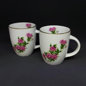 ماگ لب طلا طرح گل سرخی
