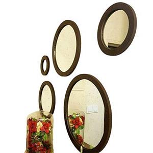 آینه گرد 5 تیکه رنگ قهوه‌ای pcv ضدآب دکوراتیو