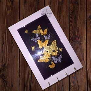 جاکلیدی دیواری ویترای طرح پروانه ابعاد بیرونی قاب 20در30 سانت