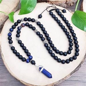 گردنبند سنگ اونیکس سرپنتین لاجورد اکسسوری دست ساز مردانه پسرانه