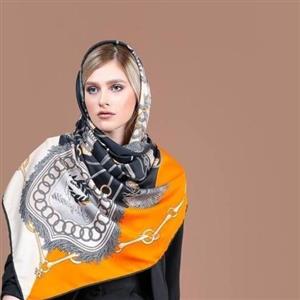 روسری ابریشم توییل دور دست دوز
