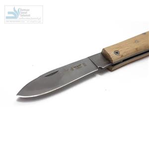 چاقو تاشو چوپانی سایز یک فولادی زنجان با دسته چوب کائوچی و باربند برنجی
