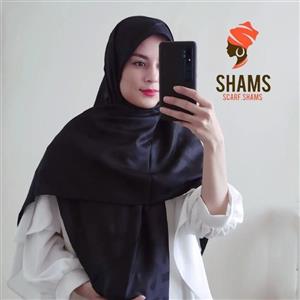 روسری مشکی مجلسی دور دست دوز  قواره 140 یونیک ترک برند اسکارف شمس
