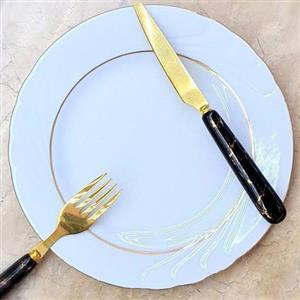 پیشدستی چینی دو خط طلا برند مقصود بسیار سبک و با کیفیت  بصورت 6عددی