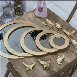 آینه پنج تکه گرد جنس MDF آینه بدون موج