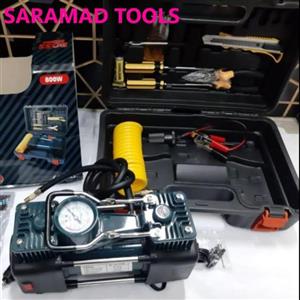 کمپرسور باد فندکی دوسیلندر باس 800 وات با کیف و ابزار