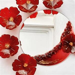 ست کامل هفتسین زرشکی طلایی رزینیبه همراه آینه شمعدان