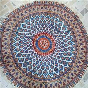 سفره ورومیزی قلمکاری صادراتی اعلا گرد قطر 120سانت آبی 
