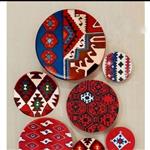 بشقاب دیوارکوب سنتی مجموعه7عددی زیبااز نمونه طرح های قالی ایرانی