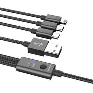 کابل شارژ تایمردار USB به microUSB - لایتنینگ - USB-C مدل QC-200