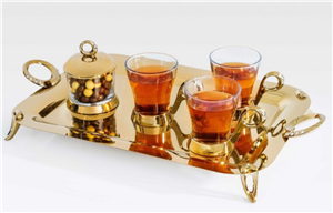 سرویس چایخوری تک استیل سری نگین دار طلایی کد 781G 