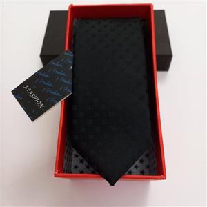 کراوات ترک مردانه مشکی طرحدار  چهارخانه ی محوبا هارد باکس کادویی