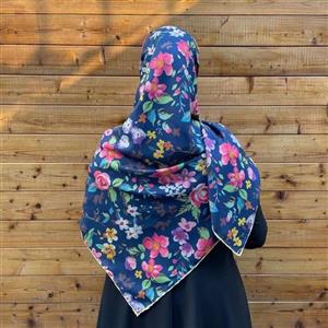 روسری نخی پاییزه، گلدار قواره 140 کیفیت درجه یک، دور دست دوز