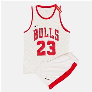 ست تاپ شلوارک بسکتبالی شیکاگو سفید (جنس سوزنی)