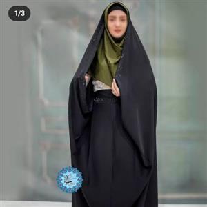 چادر حسنی (کمری)نگین دار کرپ حریر اسود