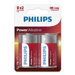 باتری بزرگ سایز D فیلیپس Power Alkalin LR20P2B.97 بسته 2 عددی