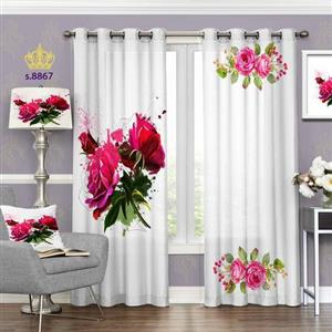 پرده جدید تصویری دو قواره پانچ آماده طرح گل کد 8867