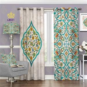 پرده پذیرایی تصویری طرح اسلیمی برگ کد 8551 دو قواره پانچ آماده