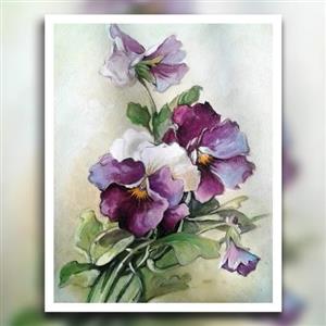 نقاشی آبرنگ طرح گل بنفش زیبا