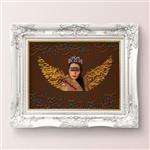 تابلو فرشته ی زیبایی میکس مدیا دکوراتیو تلفیق با هنر دست چاپ بر روی بوم کلاف دیپ