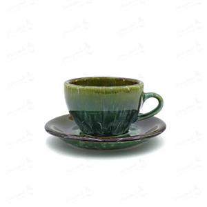 فنجان  لته خوری و نعلبکی سرامیکی ترکیبی مات و طلائی