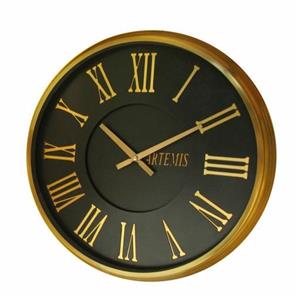 ساعت دیواری موتور آرام گرد آرتمیس طلایی و نقره ای کد 2023