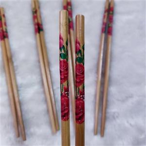 چاپستیک چوبی طرح گل 