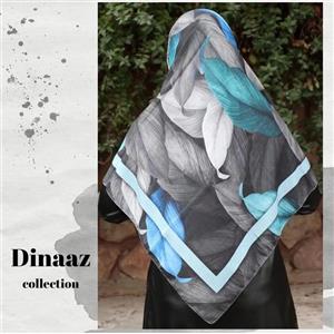 روسری نخی قواره 120طرح طبیعت مشکی آبی  دور دوخت