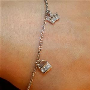 پابند نقره قفل و تاج نقره