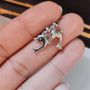 گوشواره نقره طرح دلفین با روکش طلا و طرح خاص و بینظیر 