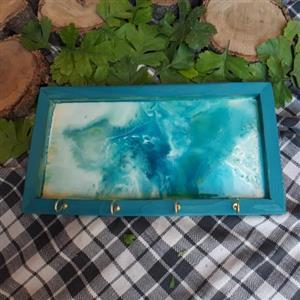 جاکلیدی ابستره دریا چوب و رزین کلیدآویز ترکیبی چوب و رزین چوبکده بیدسفید