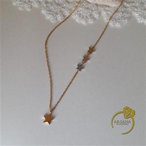 نیم ست زنانه استیل با آویز ستاره سه رنگ (رنگ ثابت)