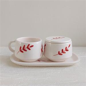 ست چای خوری سرامیکی دست ساز طرح برگ