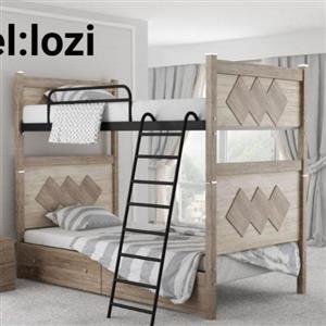 تخت خواب دو طبقه چوبی مدل لوزی با کشو بدون تشک