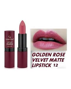 رژ لب گلدن رز مدل ولوت مات شماره 12 Golden Rose Velvet Matte Lipstick 12
