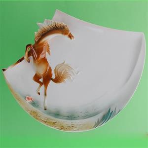 شیرینی یا میوه خوری پایه دار سرامیکی خارجی دستساز طرح اسب جهیزیه   