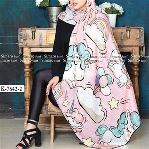 روسری نخی فانتزی برند سیمارو دور دستدوز ،ابعاد 140 در 140